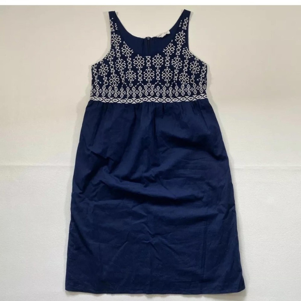 Beach Lunch Lounge‎ XS Embroidered Bust Navy Dress